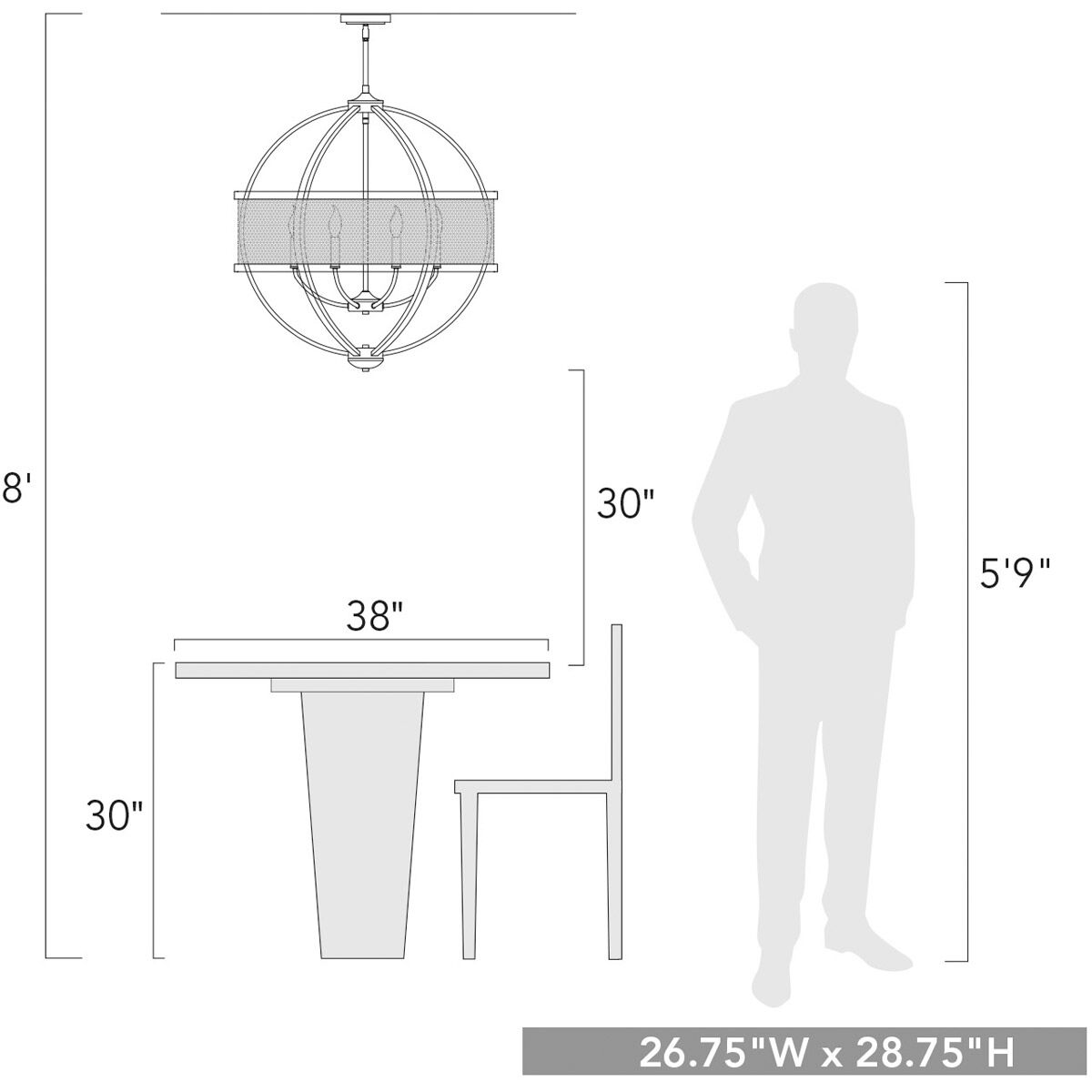 Colson 6 Light 27 inch Matte Black Chandelier Ceiling Light