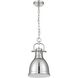 Duncan 1 Light 8.88 inch Pewter Pendant Ceiling Light in Chrome, Small