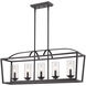 Mercer 5 Light 38 inch Matte Black Linear Pendant Ceiling Light in Matte Black/Matte Black