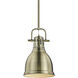 Yep Duncan 1 Light 8.88 inch Aged Brass Pendant Ceiling Light, Small