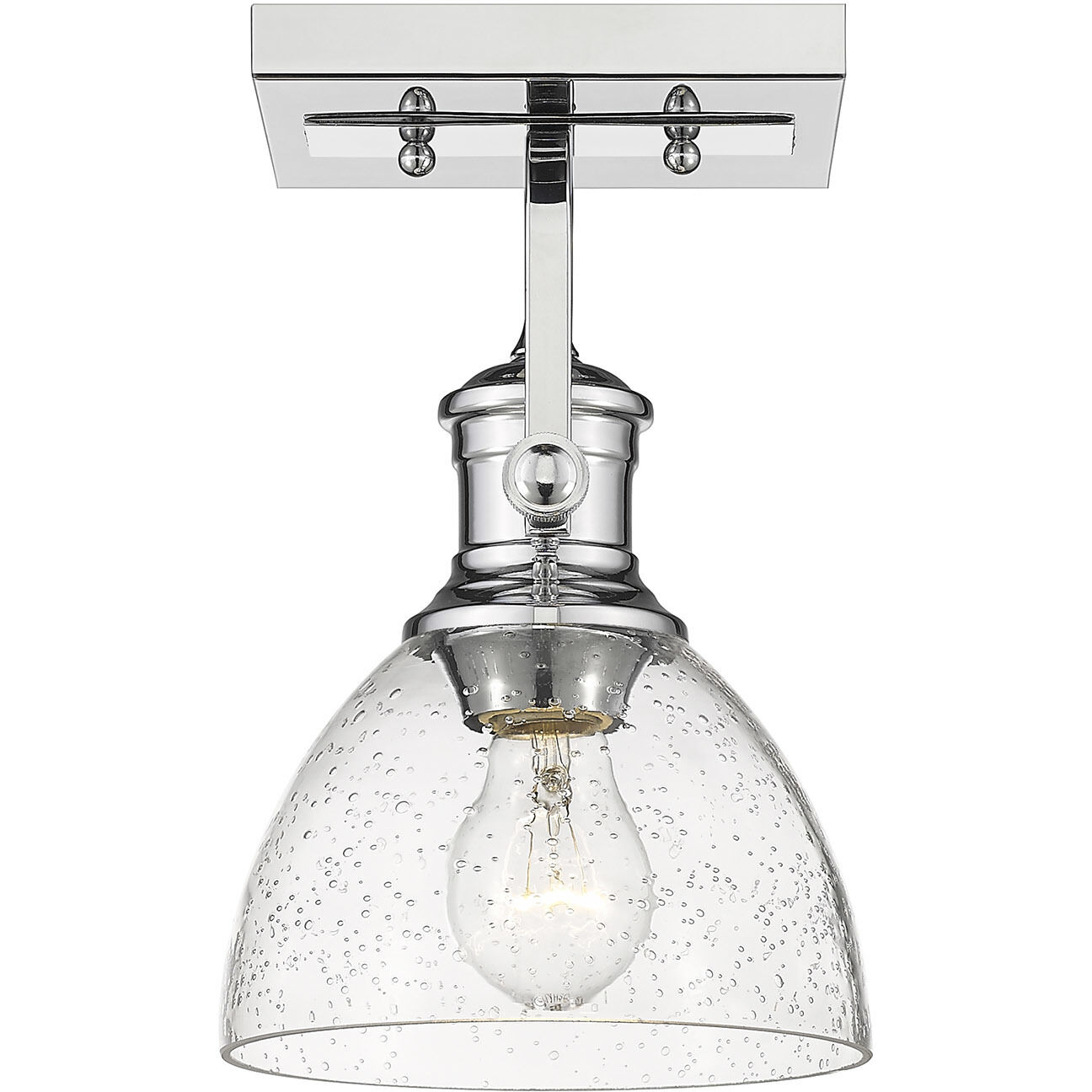 Yep Hines 1 Light 6.88 inch Chrome Semi-Flush Mount Ceiling Light in Seeded Glass, Damp