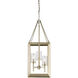 Smyth 3 Light 12 inch White Gold Pendant Ceiling Light in Clear Glass, Caged