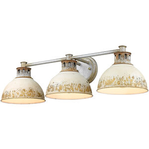 Kinsley 3 Light 29 inch Aged Galvanized Steel Bath Vanity Wall Light in Antique Ivory