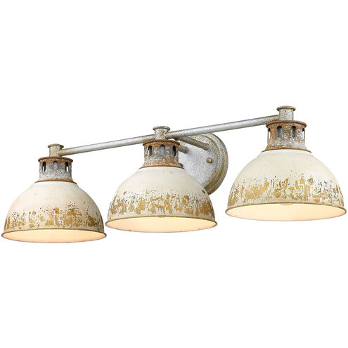 Kinsley 3 Light 29 inch Aged Galvanized Steel Bath Vanity Wall Light in Antique Ivory