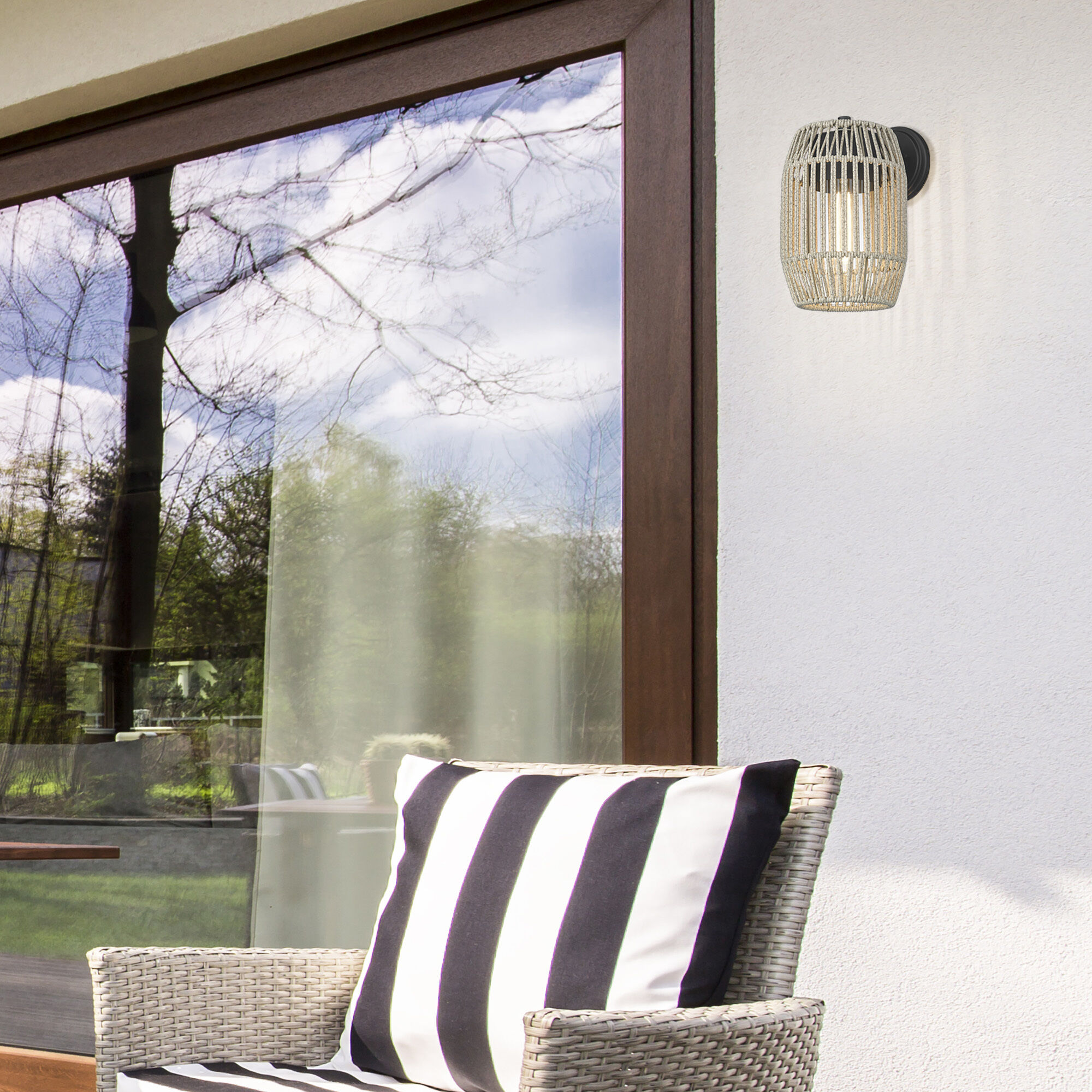 Seabrooke 1 Light 12.38 inch Natural Black Outdoor Wall