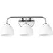 Zoey 3 Light 24.5 inch Chrome Bath Vanity Light Wall Light in Matte White