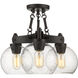 Galveston 3 Light 18 inch Rubbed Bronze Semi-Flush Mount Ceiling Light, Convertible