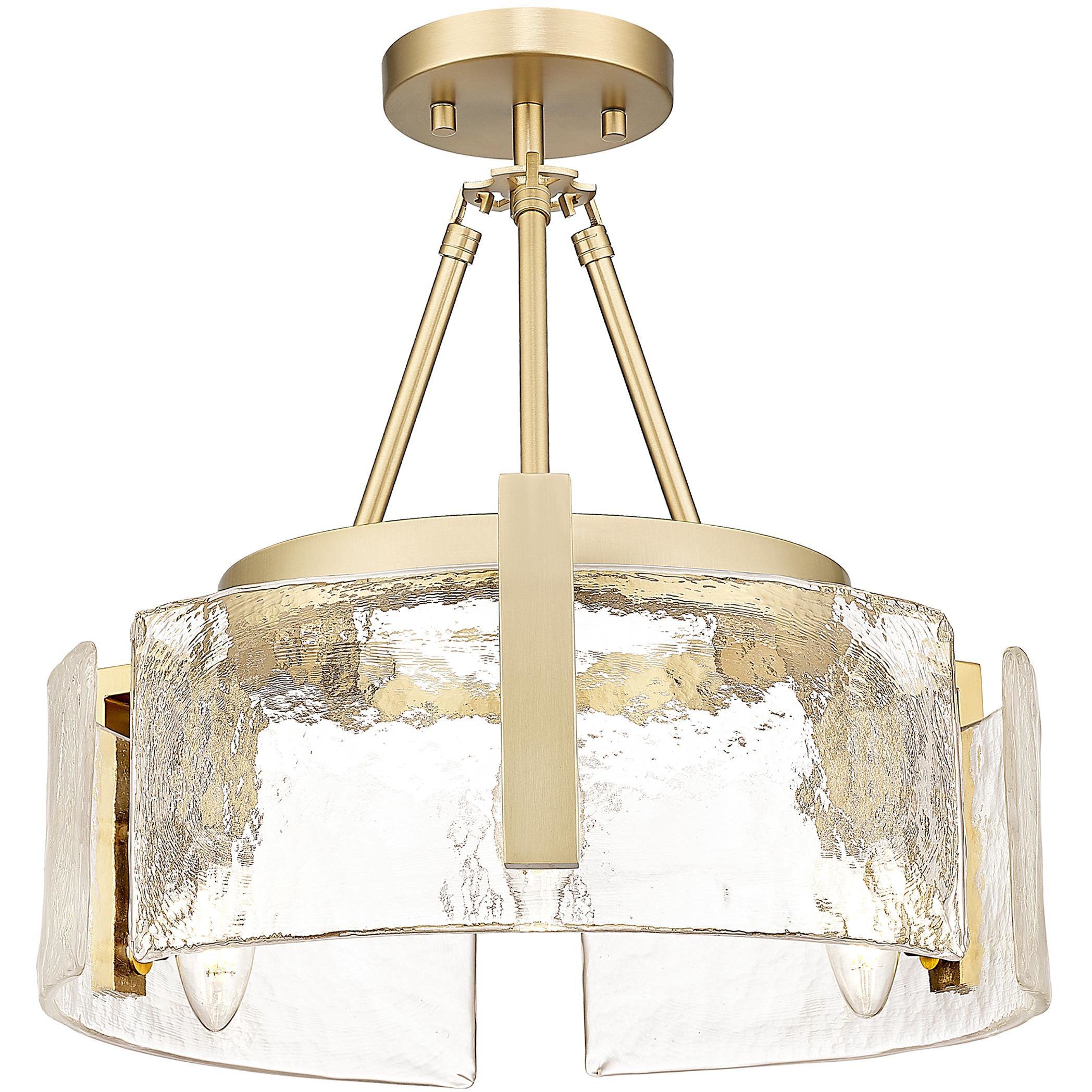 Aenon 3 Light 16.5 inch Brushed Champagne Brass Semi-Flush Mount Ceiling Light