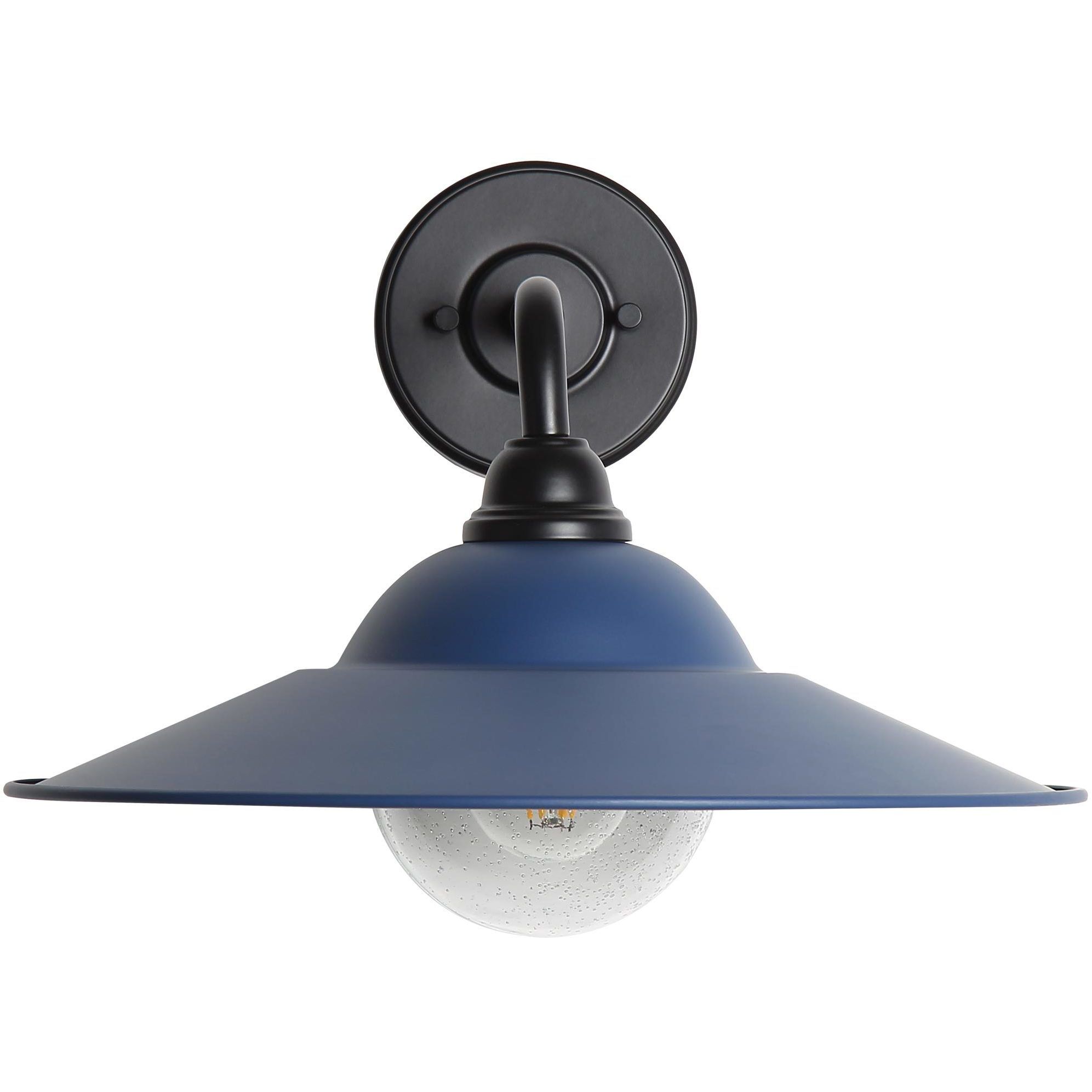 Yep Croma 1 Light 15.5 inch Matte Black Outdoor Wall in Seeded Glass, Matte Blue