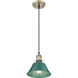 Orwell 1 Light 7.5 inch Aged Brass Pendant Ceiling Light in Pine Green, Small