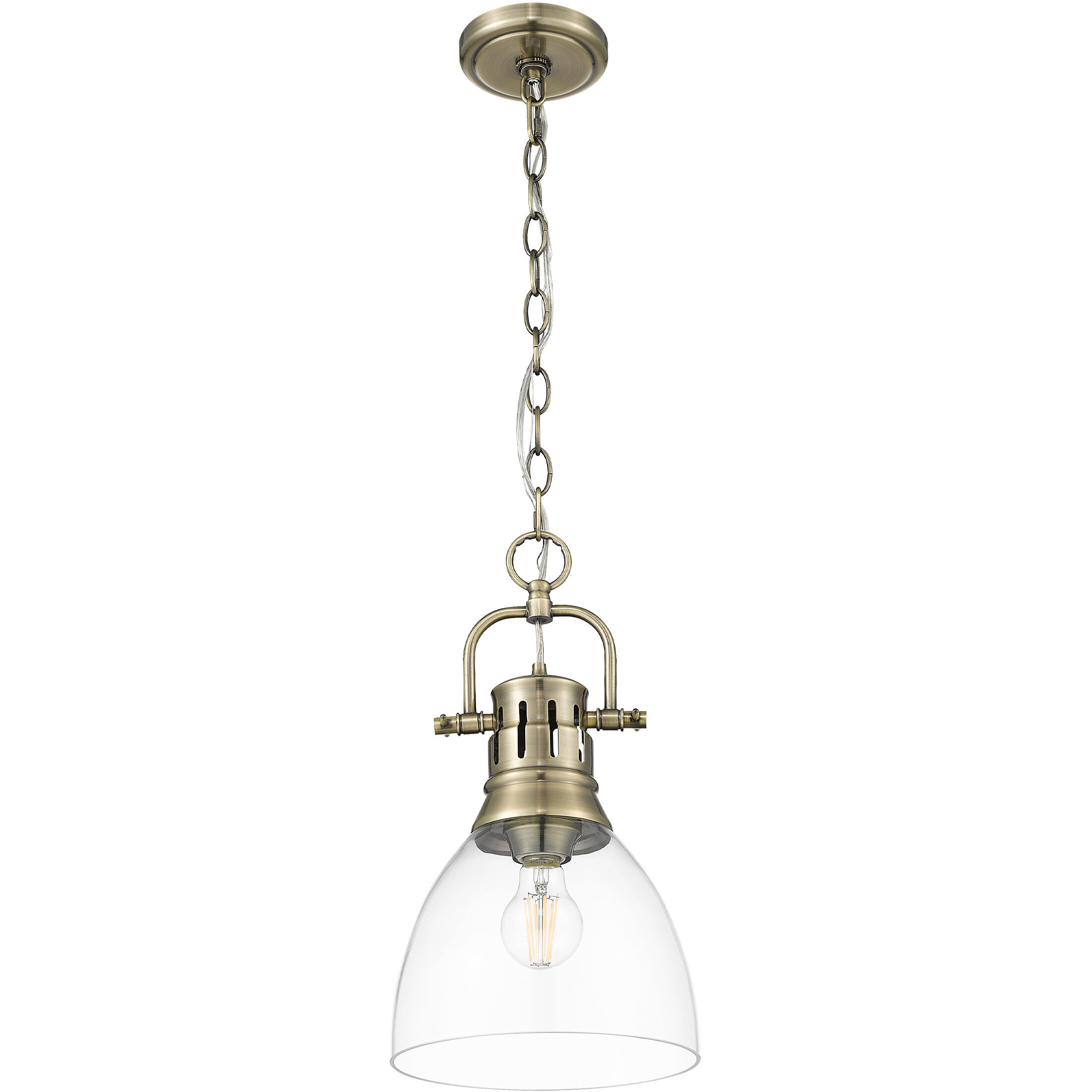 Yep Duncan 1 Light 8.88 inch Aged Brass Pendant Ceiling Light in Clear Glass