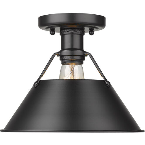 Orwell 1 Light 10 inch Matte Black Flush Mount Ceiling Light, Damp