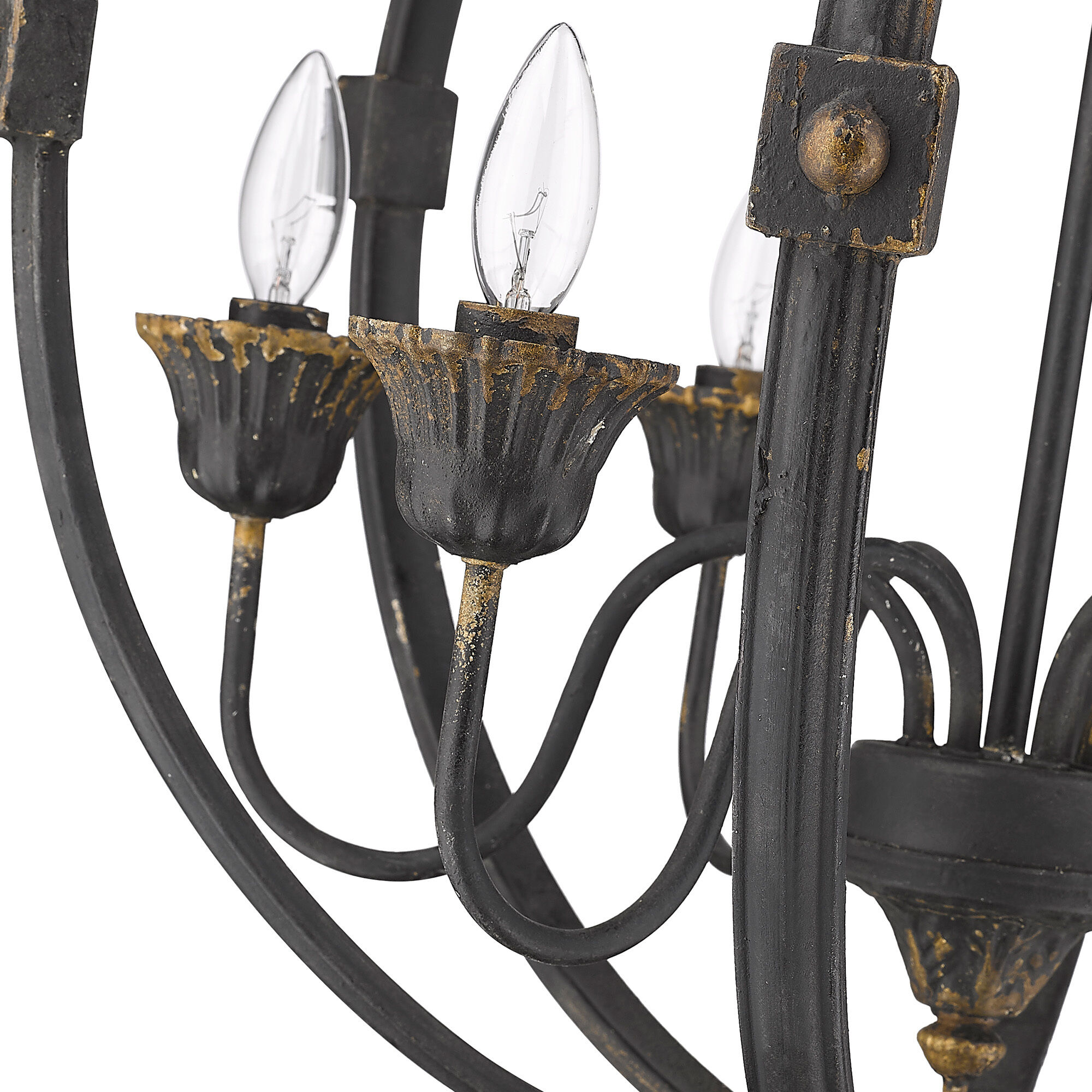 Jules 25.5 inch 60.00 watt Antique Black Iron Chandelier Ceiling Light