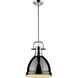 Yep Duncan 1 Light 8.88 inch Chrome Pendant Ceiling Light in Black, Small