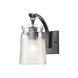 Travers 1 Light 6 inch Matte Black Wall Sconce Wall Light in Clear Frosted Artisan, Damp