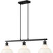 Carver 3 Light 35.5 inch Matte Black Linear Pendant Ceiling Light in Vintage Milk Glass