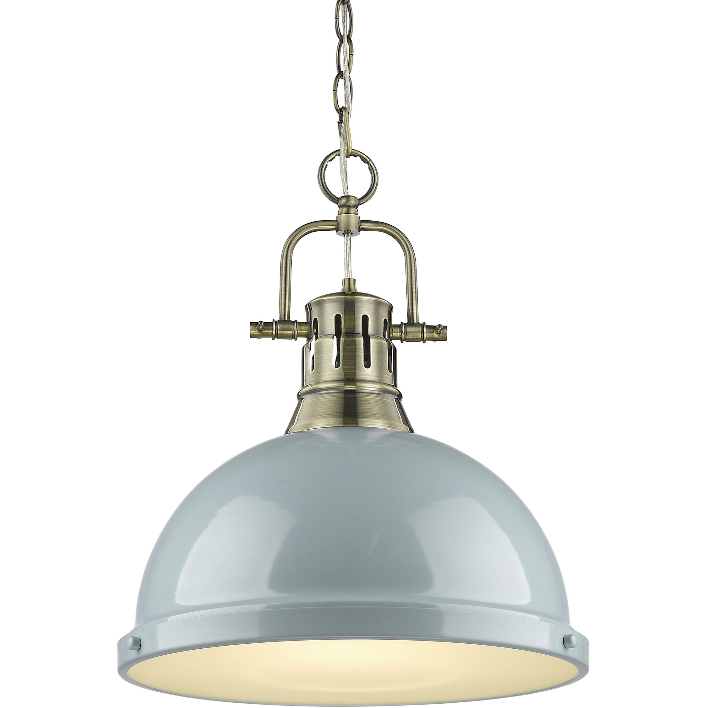 Yep Duncan 1 Light 14 inch Aged Brass Pendant Ceiling Light in Seafoam, Large