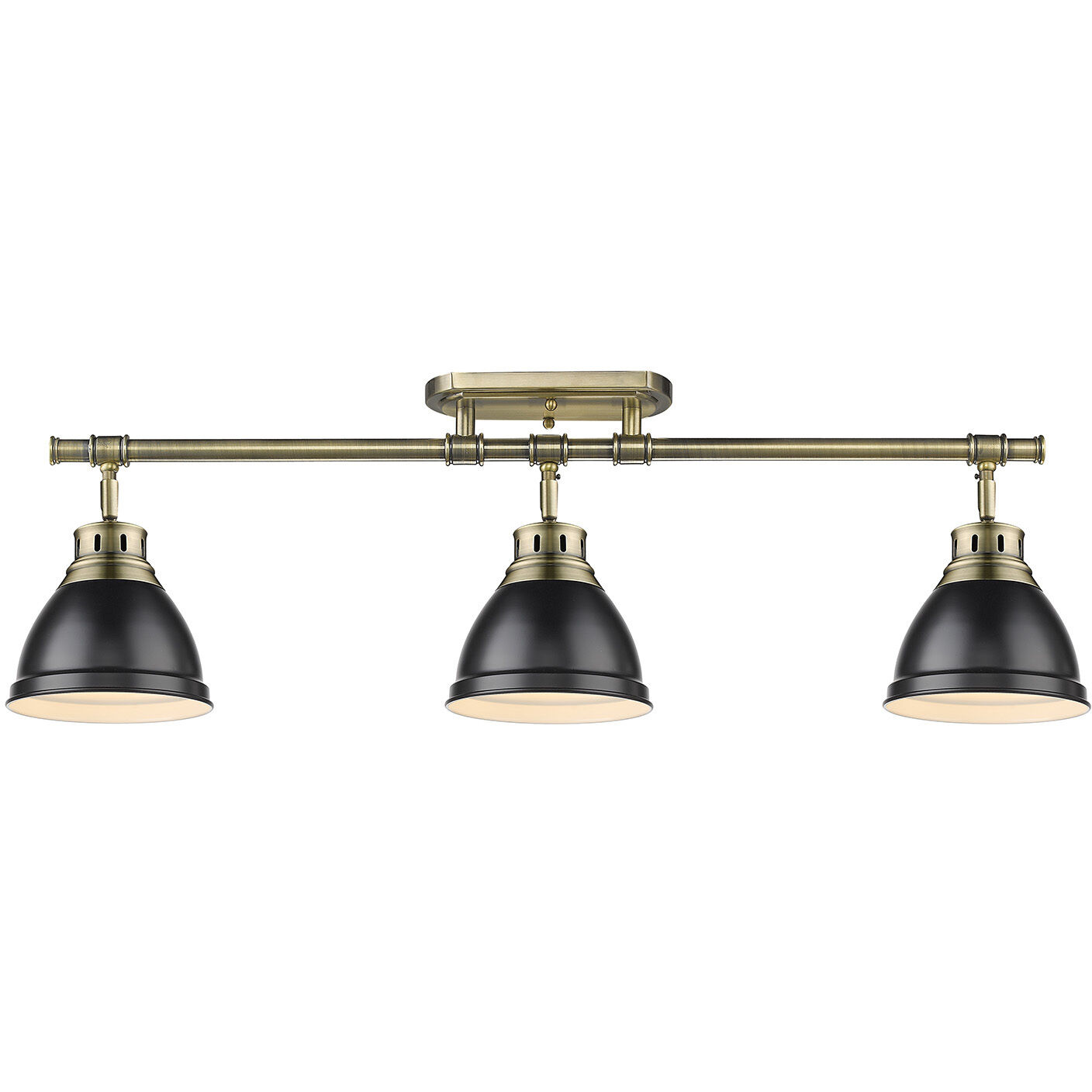 Yep Duncan 3 Light 35.38 inch Aged Brass Semi-Flush Mount Ceiling Light in Matte Black, Damp