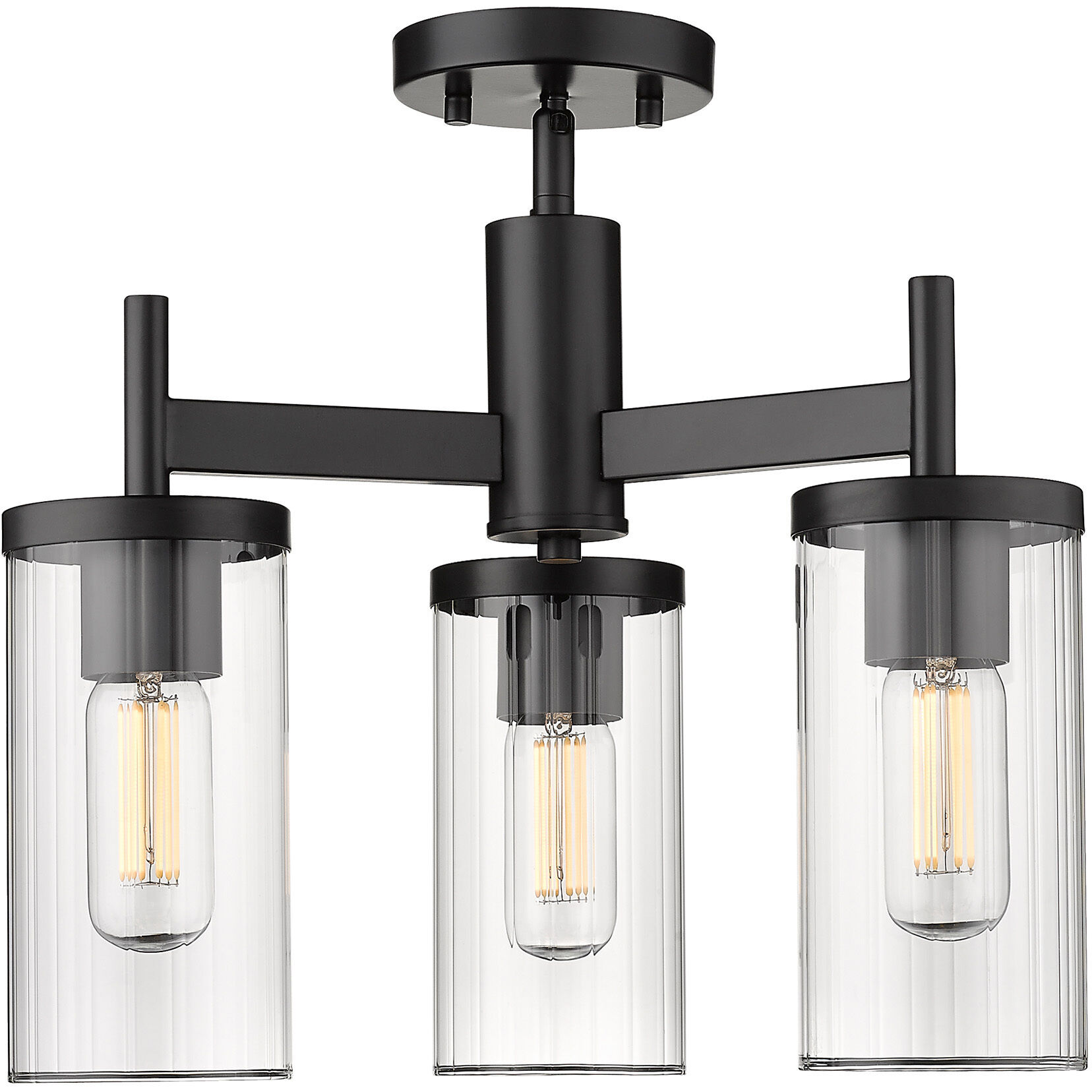 Winslett 3 Light 16.5 inch Matte Black Semi-Flush Mount Ceiling Light, Damp