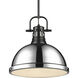 Yep Duncan 1 Light 14 inch Matte Black Pendant Ceiling Light in Chrome, Large