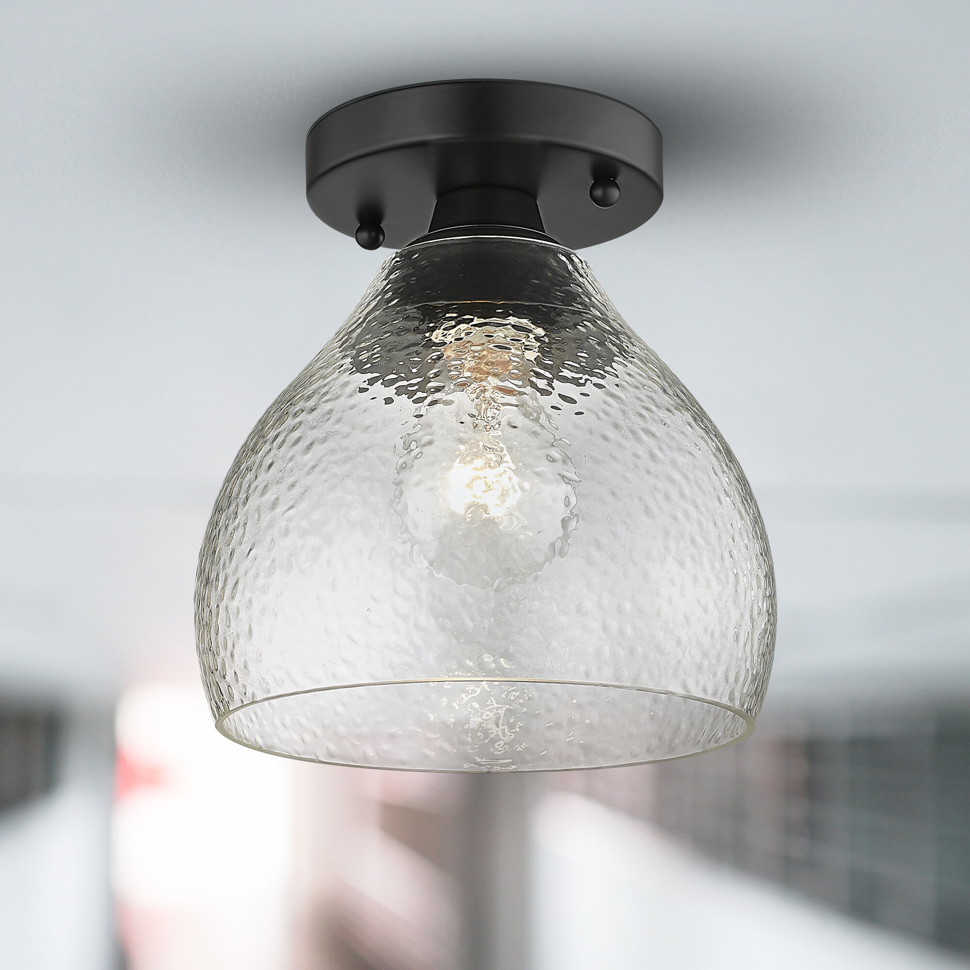 Ariella 1 Light 7.38 inch Matte Black Semi-Flush Mount Ceiling Light