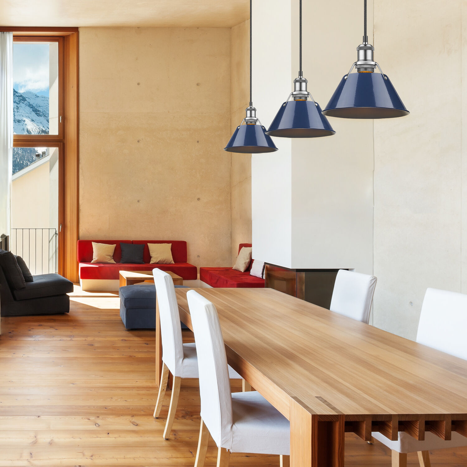 Yep Orwell 1 Light 14 inch Pewter Pendant Ceiling Light in Navy, Large