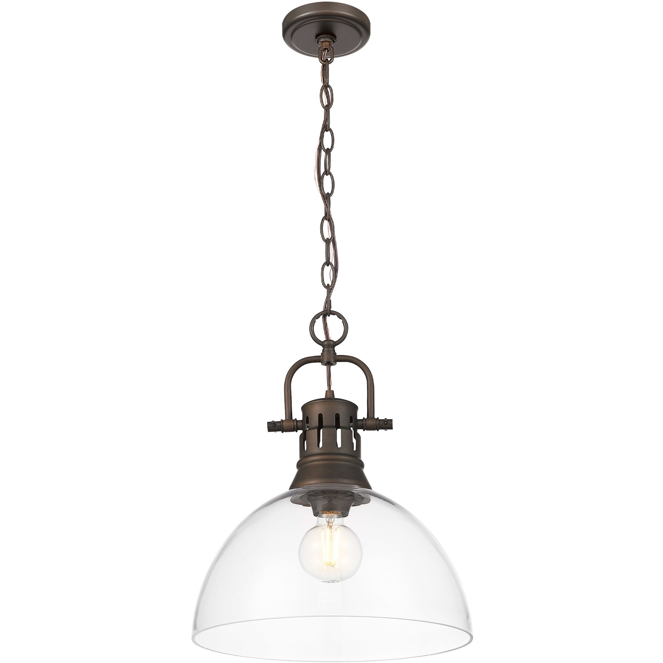 Yep Duncan 1 Light 14 inch Rubbed Bronze Pendant Ceiling Light in Clear Glass