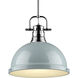 Yep Duncan 1 Light 14 inch Chrome Pendant Ceiling Light in Seafoam, Large