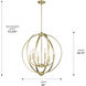 Colson 6 Light 26 inch Olympic Gold Chandelier Ceiling Light in No Shade