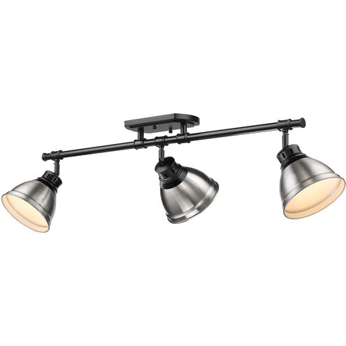 Duncan 3 Light 6.5 inch Matte Black Semi-Flush Track Light Ceiling Light in Pewter, Track Light