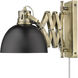 Hawthorn 1 Light 8 inch Aged Brass Articulating Wall Sconce Wall Light in Matte Black, Adjustable