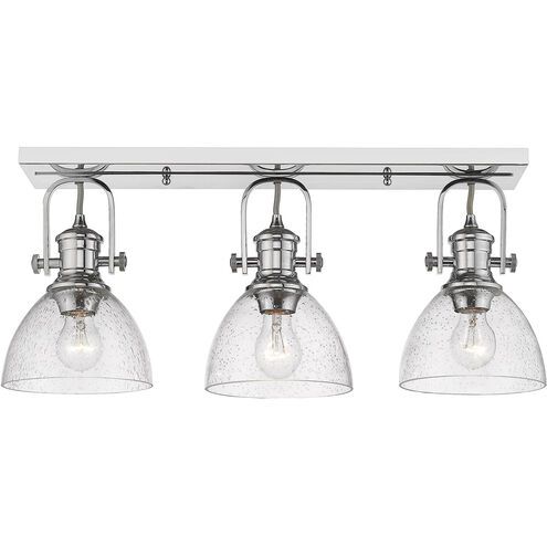 Hines 3 Light 25 inch Chrome Semi-flush Ceiling Light in Seeded Glass, Damp