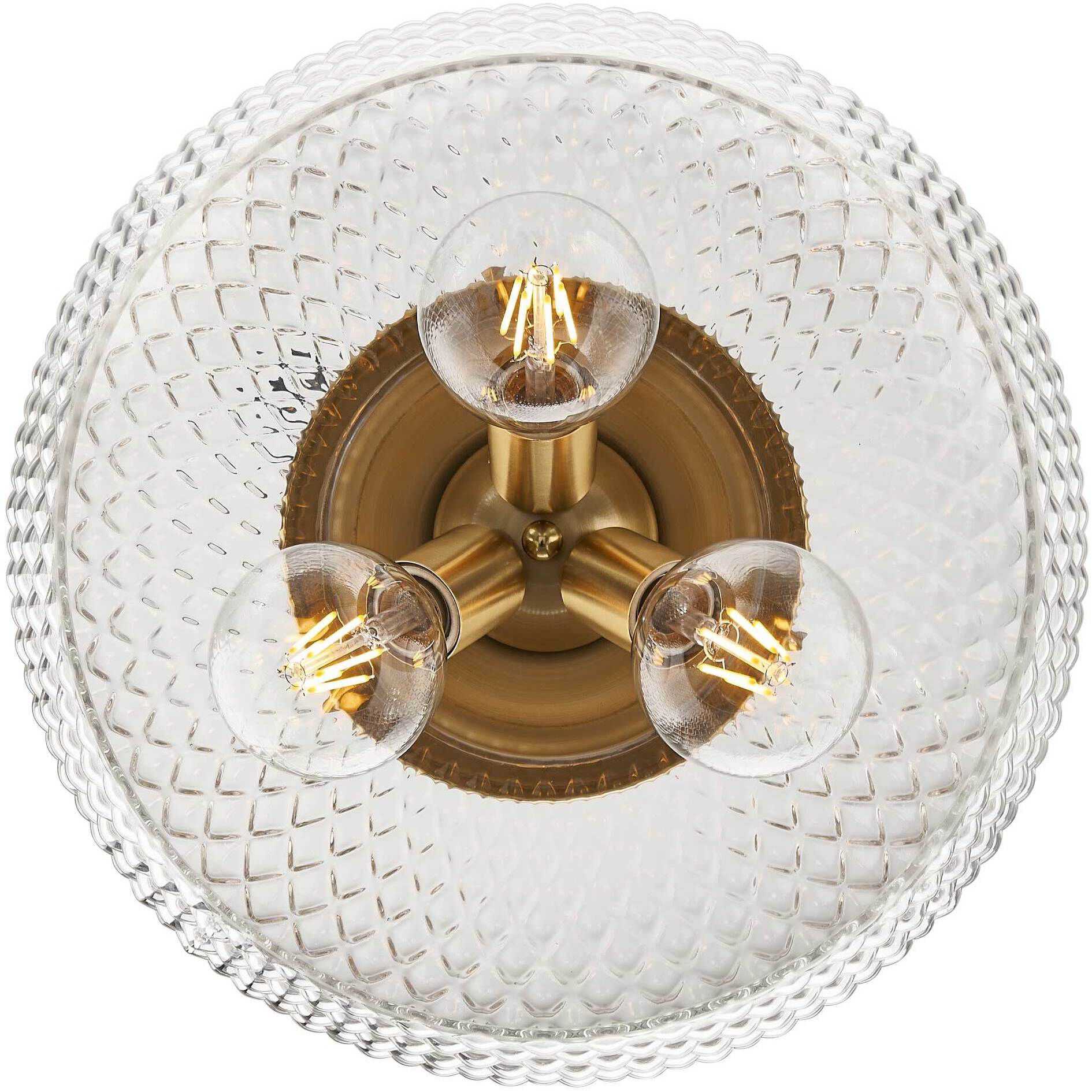 Adeline 3 Light 14 inch Modern Brushed Gold Semi-Flush Mount Ceiling Light