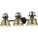 Yep Duncan Vanity Wall Light in Matte Black, Aged Brass