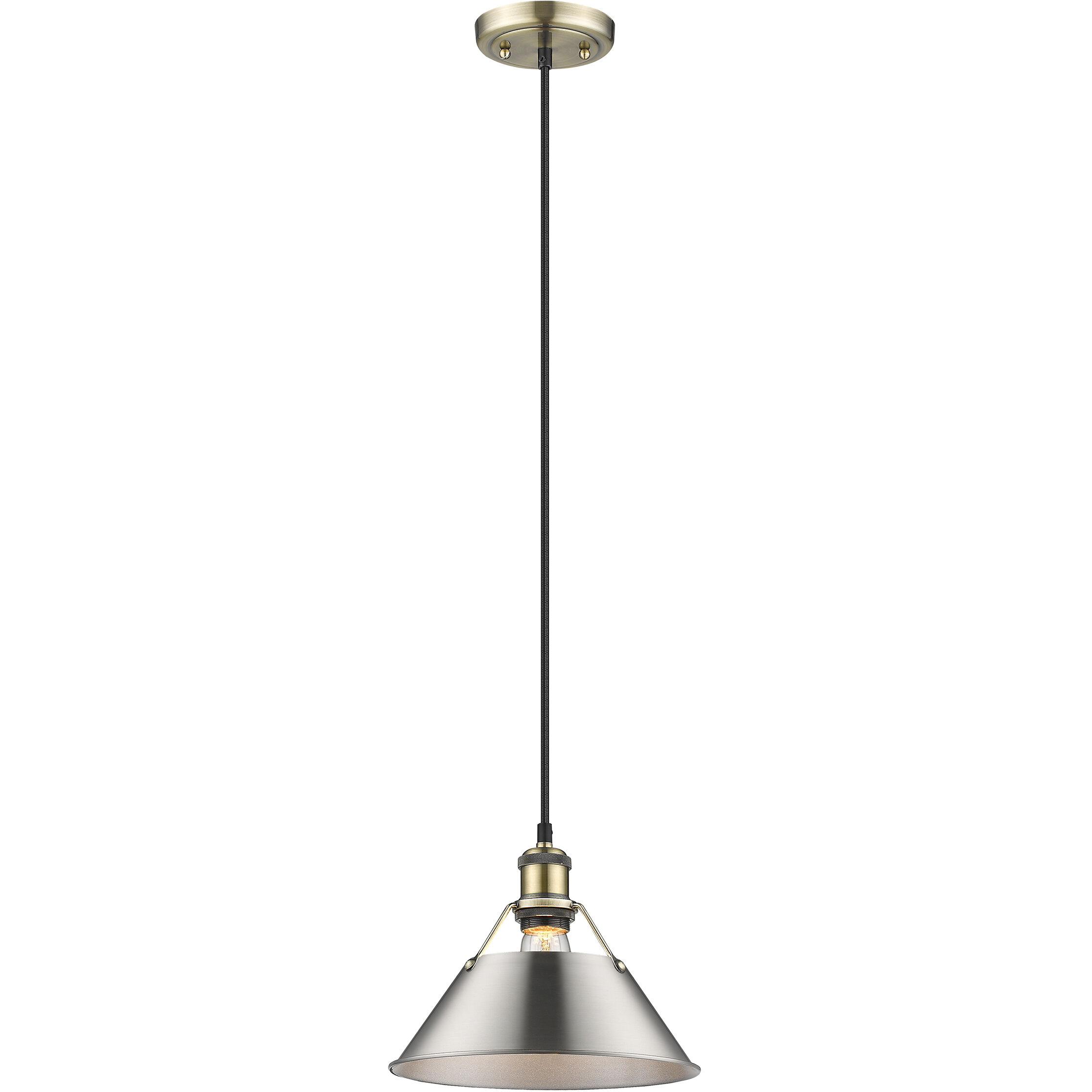 Yep Orwell 1 Light 10 inch Aged Brass Pendant Ceiling Light in Pewter, Medium