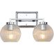 Elliott 2 Light 15.25 inch Chrome Vanity Light Wall Light in Ribbed Clear