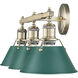 Orwell 3 Light 27.25 inch Aged Brass Bath Vanity Light Wall Light in Pine Green