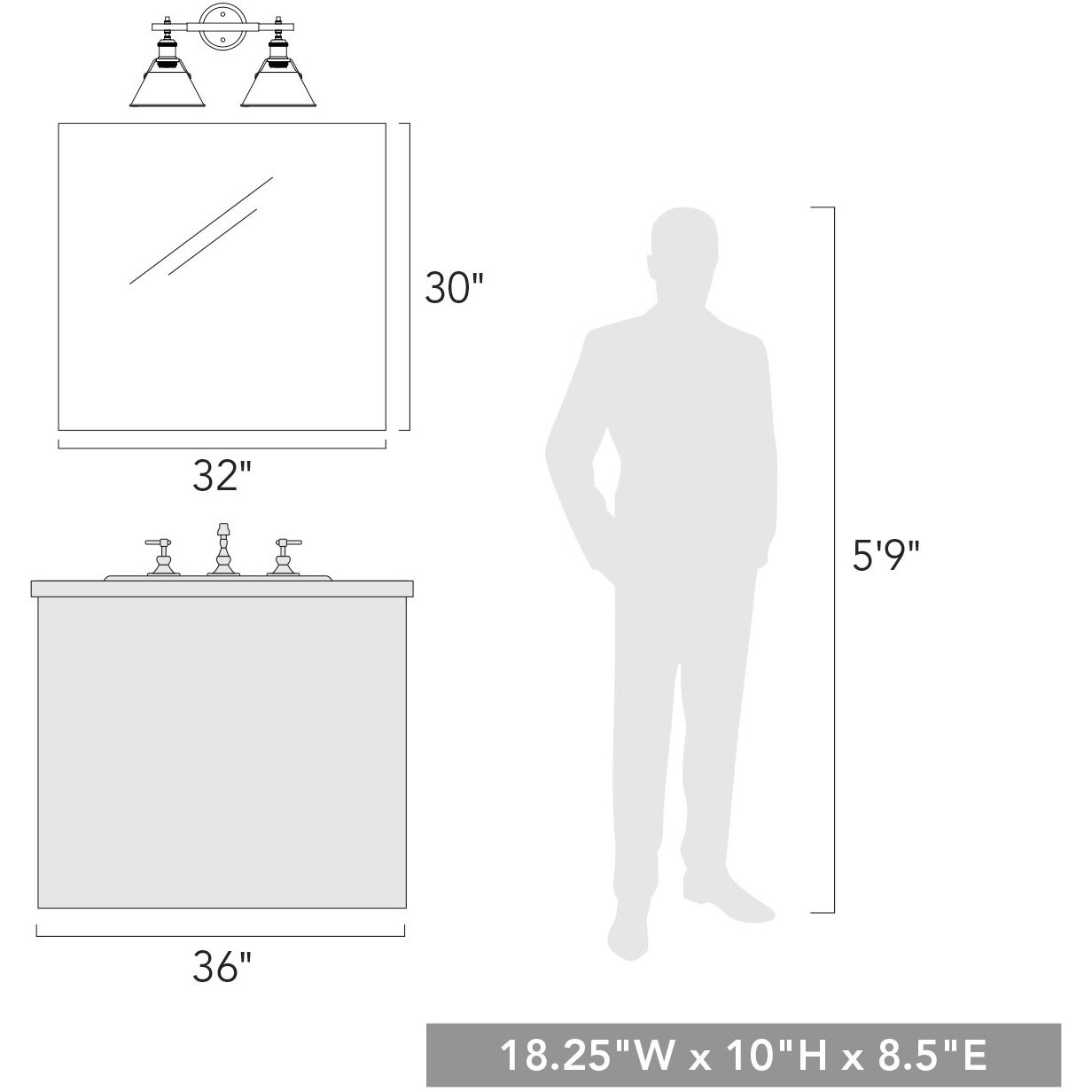 Yep Orwell Vanity Wall Light in Opal Glass, Brushed Champagne Brass