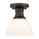 Hines 1 Light 7 inch Rubbed Bronze Semi-flush Ceiling Light in Opal Glass