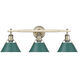 Orwell 3 Light 27.25 inch Aged Brass Bath Vanity Light Wall Light in Pine Green