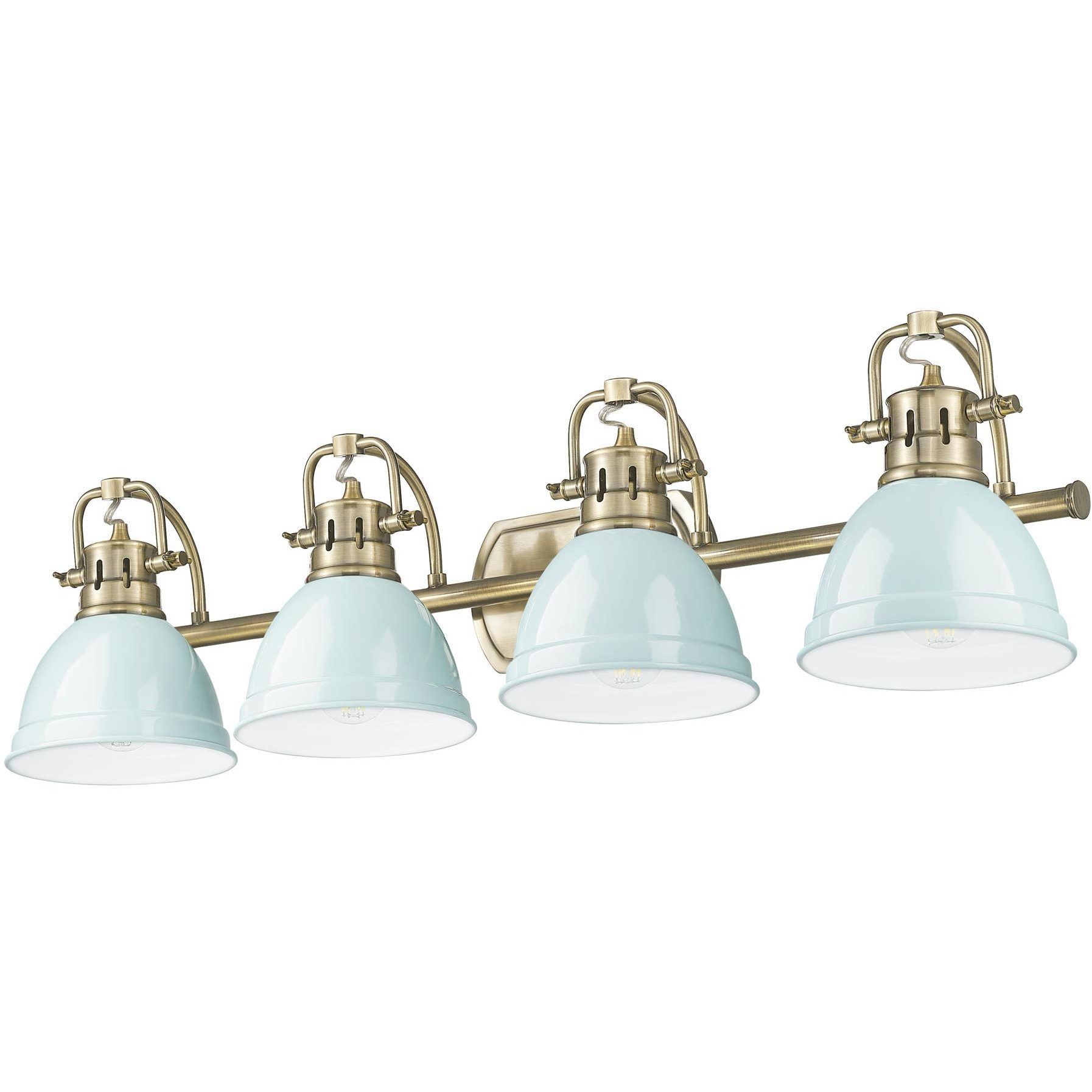 Yep Duncan Vanity Wall Light in Aged Brass, Seafoam