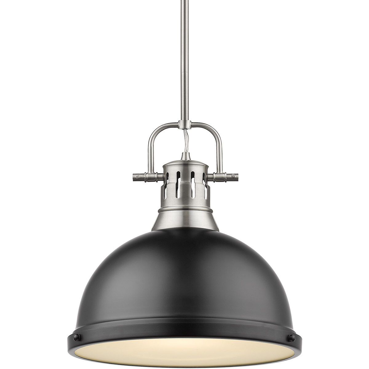 Golden Lighting 3604 L PW BLK Duncan 1 Light 14 inch Pewter Pendant Ceiling Light in Matte Black Large