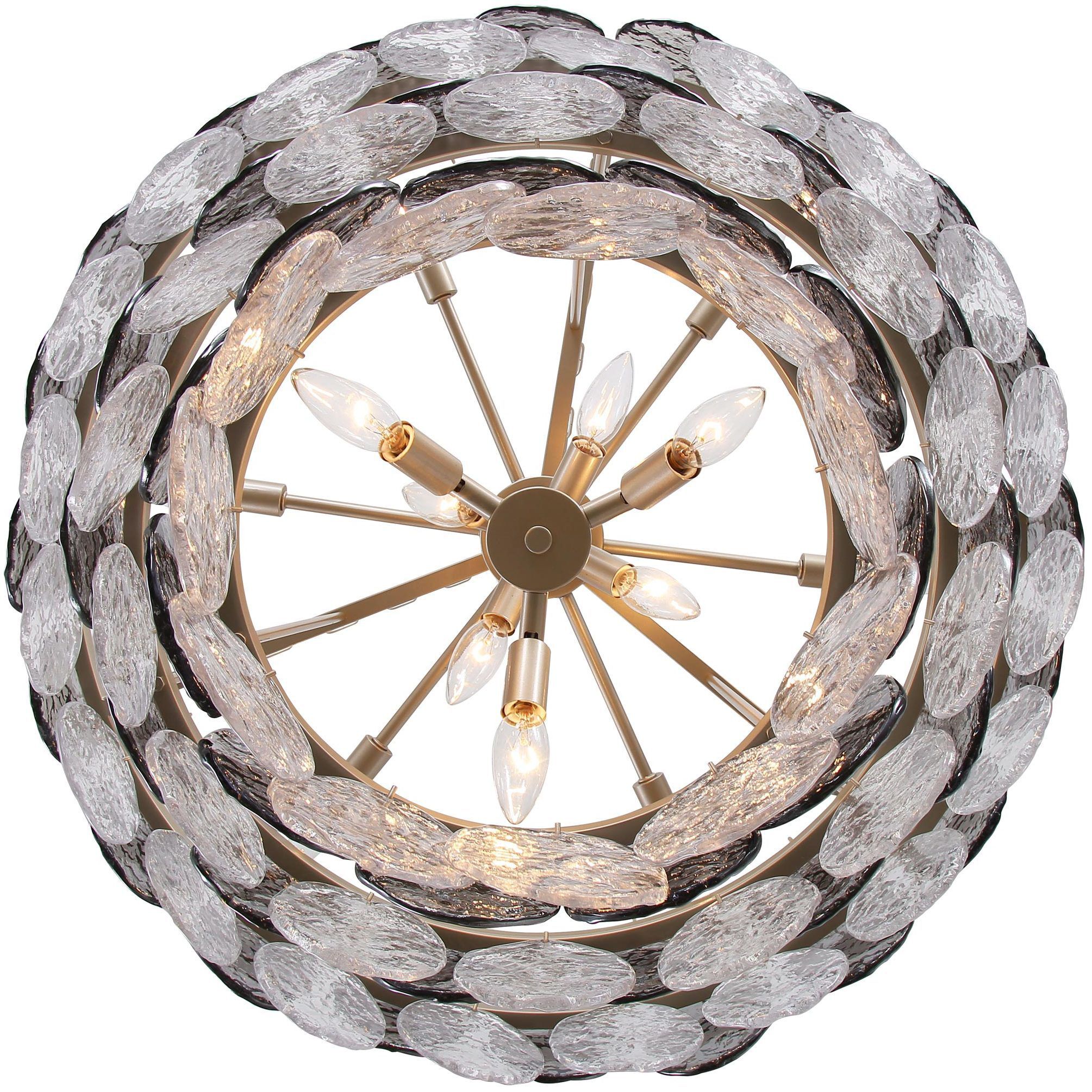 Yep Cascada 13 Light 31.75 inch Aegean Silver Pendant Ceiling Light in Smoke Plated Glass, 3 Tier