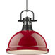 Yep Duncan Pendant Ceiling Light in Matte Black, Red, Large
