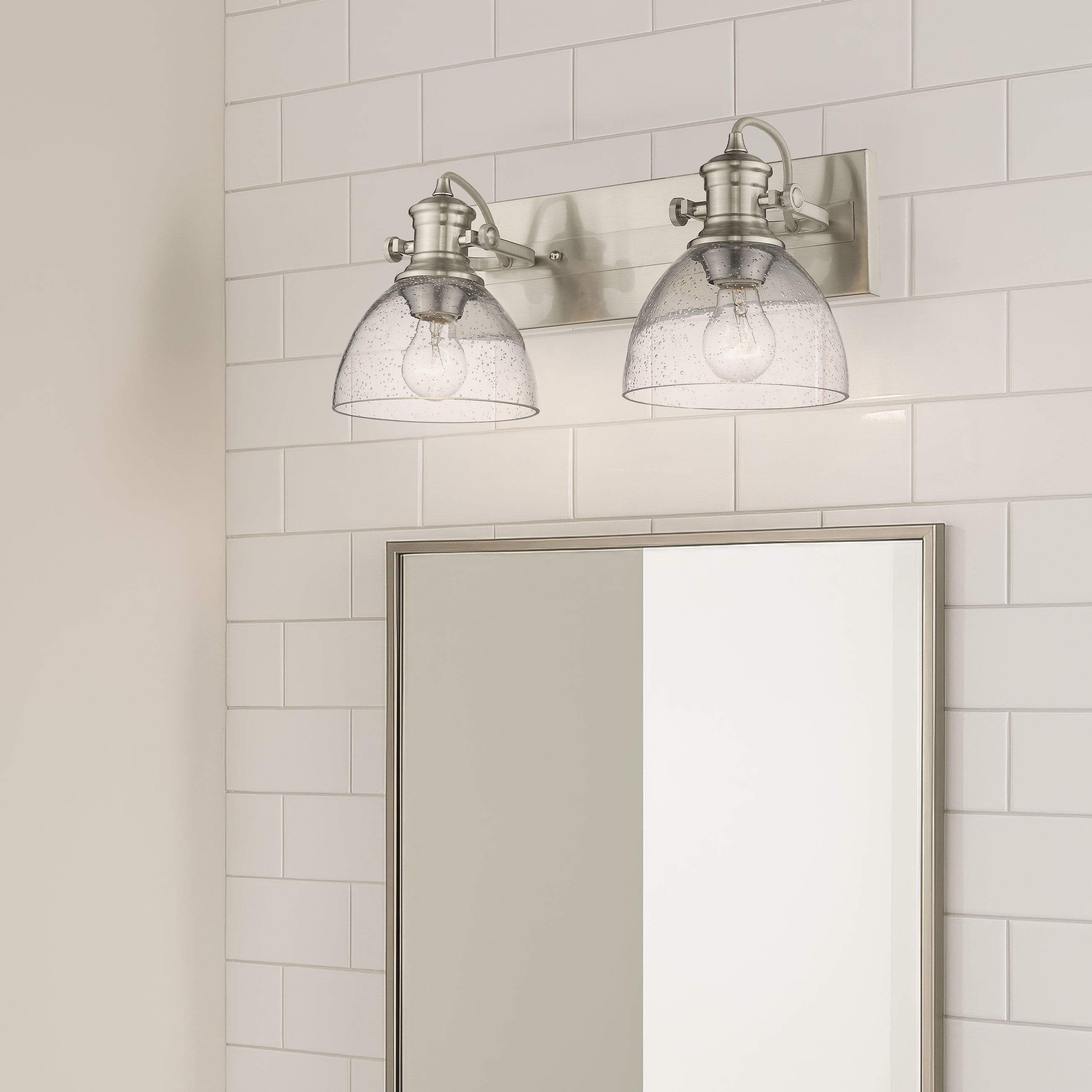 Yep Hines Vanity Wall Light in Pewter, Seeded Glass