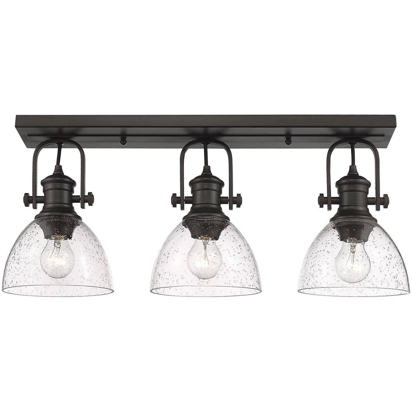 Yep Hines 3 Light 23.13 inch Rubbed Bronze Semi-Flush Mount Ceiling Light in Seeded Glass, Damp