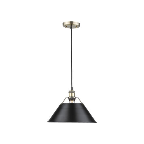 Orwell 1 Light 14 inch Aged Brass Pendant Ceiling Light in Matte Black, Large