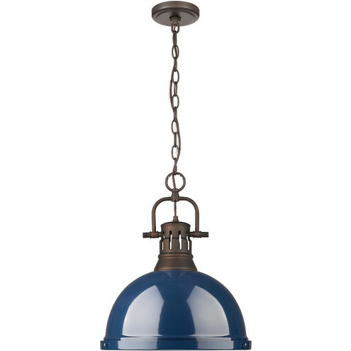 Duncan 1 Light 14 inch Rubbed Bronze Pendant Ceiling Light in Navy
