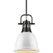 Duncan 1 Light 9 inch Matte Black Mini Pendant Ceiling Light in White, Small