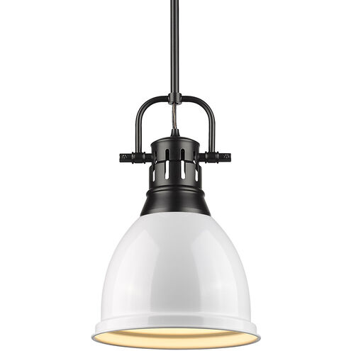 Duncan 1 Light 9 inch Matte Black Mini Pendant Ceiling Light in White, Small